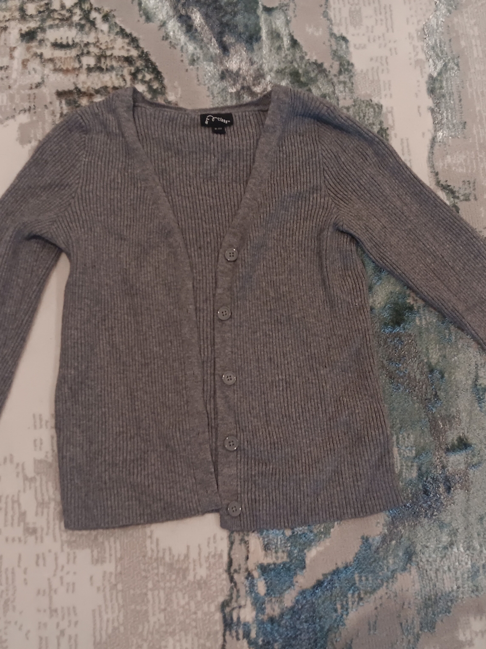 Faded Glory Women's Gray Ribbed V‑Neck Cardigan
